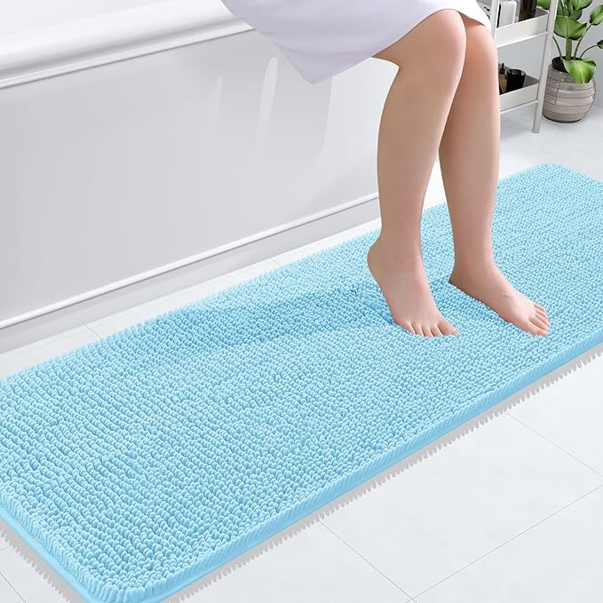 OLANLY Bathroom Runner Rugs 59x20, Soft Absorbent Chenille Bath Rugs, Rubber by OLANLY