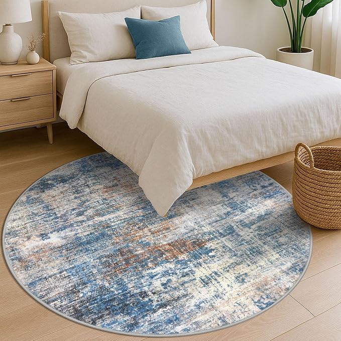 IOHOUZE Abstract Round Area Rug 6 Ft Washable Circle Rugs Large Round Rug Non - Image 9