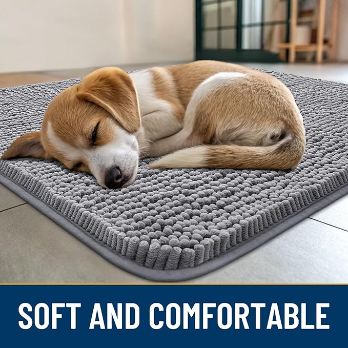 Smiry Dog Door Mat for Muddy Paws 40x32, Absorbent Dirt Trapper, Non-Slip - Image 2