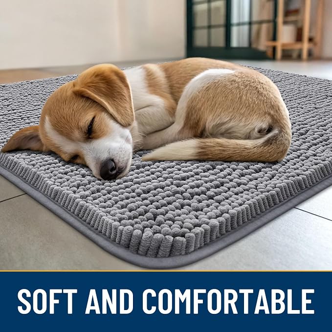 Smiry Dog Door Mat for Muddy Paws 36x24, Absorbent Dirt Trapper, Non-Slip - Image 2