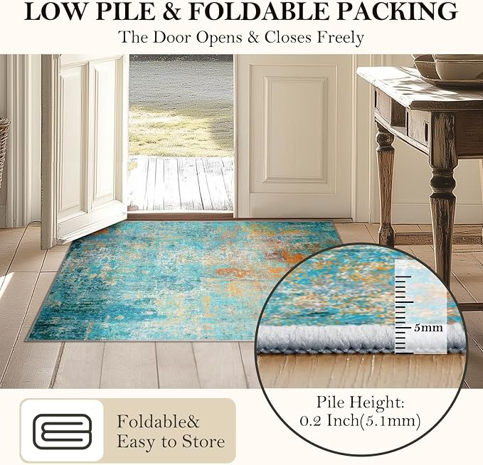 RELEANY Washable Area Rugs 9'x12' Non-Slip Modern Abstract Soft - Image 5