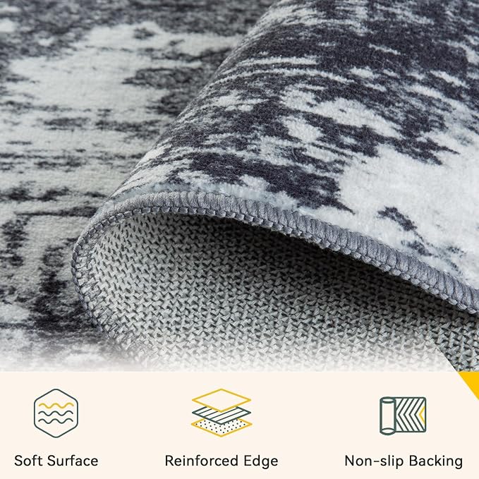 RELEANY Washable Area Rugs 9'x12' Non-Slip Modern Abstract Soft - Image 3