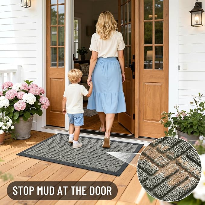 OLANLY Front Door Mat Outside Entrance 47x23, Heavy Duty Sturdy Natural Rubber - Image 7