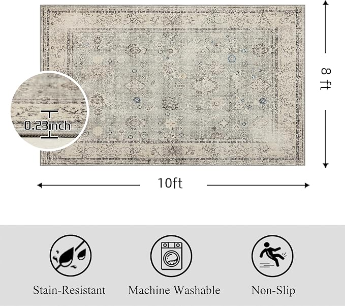 Ruaruarug Washable Area Rug 8x10 - Image 2