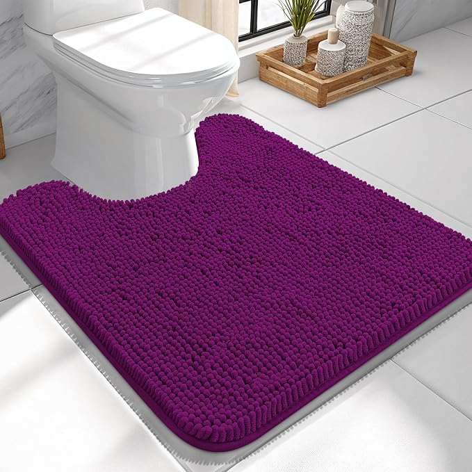 OLANLY Toilet Rugs U-Shaped 24x24, Extra Soft Absorbent Chenille Contour by OLANLY