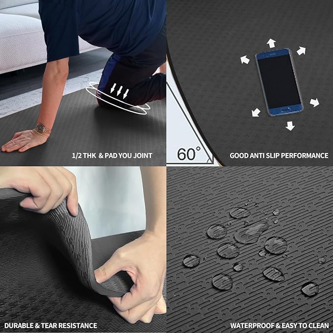 Hatha Yoga Large TPE Yoga Mat 6'x4'x1/2" Extra Thick Non-Slip Exercise Mat - Image 4