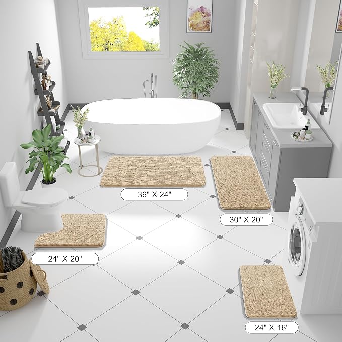 OLANLY Large Bathroom Rugs 50x30, Extra Soft Absorbent Chenille Bath Rugs - Image 2