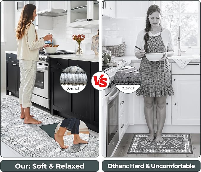 GRANNY SAYS Boho Kitchen Rug Sets of 2, Non Slip Washable Faux Wool Kitchen Mats - Image 5