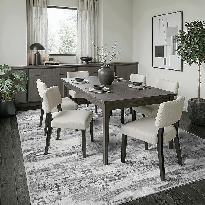 DCX Abstract Area Rug 9x12, Washable Gray Modern Rug - Image 6