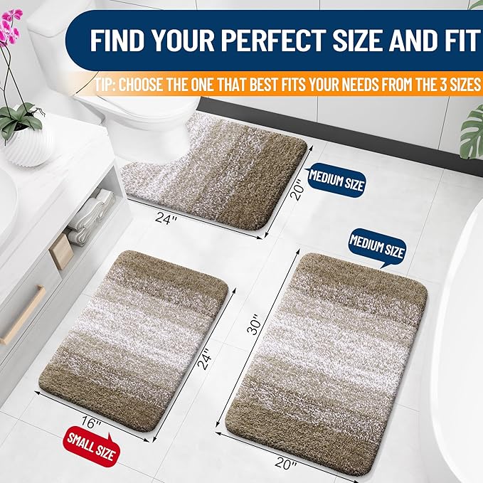 OLANLY Luxury Toilet Rugs U-Shaped 24x20, Extra Soft and Absorbent Microfiber - Image 2