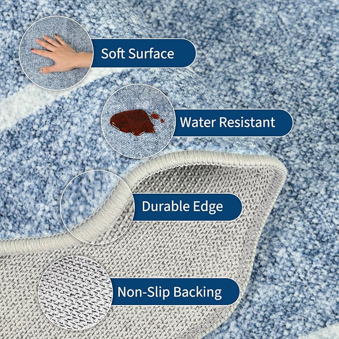 GarveeHome Scalloped Door Mat Indoor Entrance 2x3 Rug Machine Washable Boho - Image 7