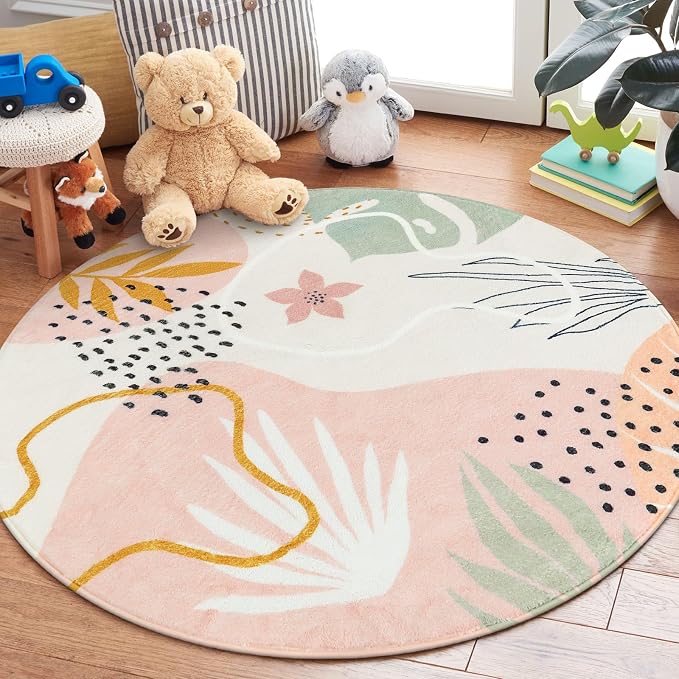 Lahome Pink Round Rugs 5Ft by Lahome