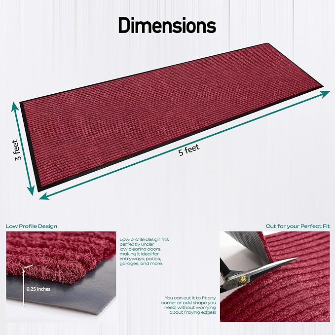 MaxMat® Extra Large Commercial Door Mat, Rubber Border Heavy Duty Door Mat - Image 2