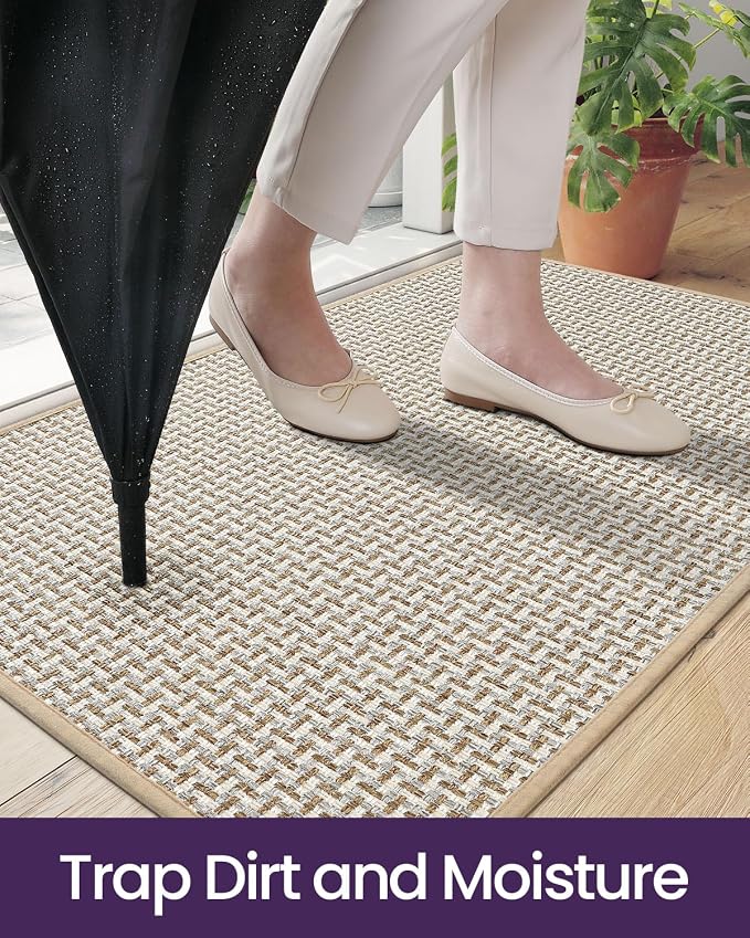 DEXI Ultra Thin Door Mat Indoor Entrance 17x30, Non Slip Rubber Backed Entryway - Image 5