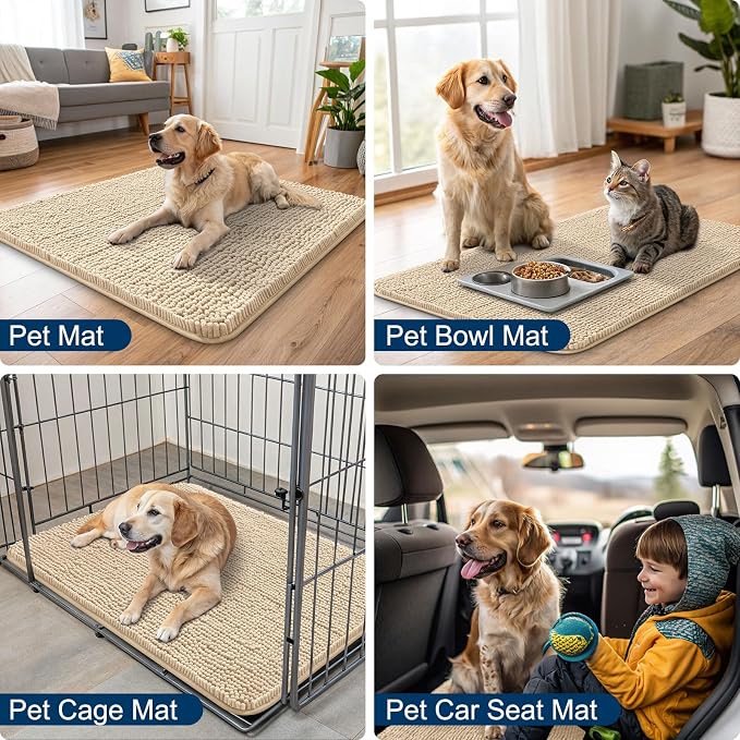 Smiry Dog Door Mat for Muddy Paws 59x32, Absorbent Dirt Trapper, Non-Slip - Image 6
