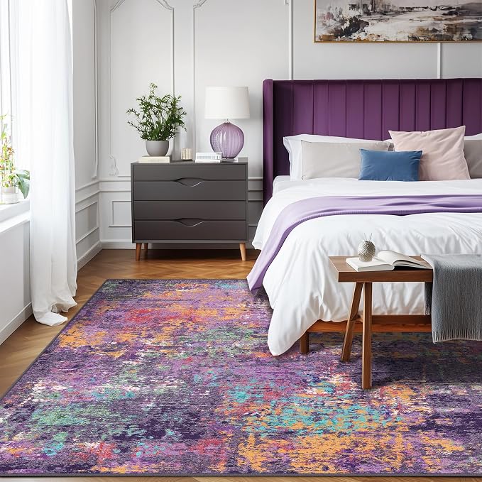RELEANY Washable Area Rugs 10'x14 Non-Slip Modern Abstract Soft - Image 3