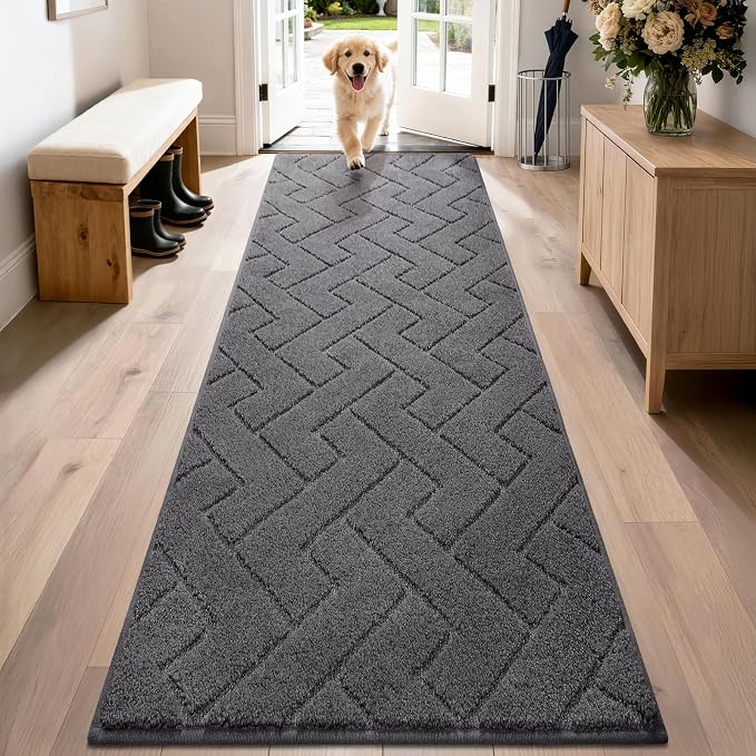 PURRUGS Dirt Trapping Door Mat 24" x 84", Non-Slip Machine Washable Entry Rug by PURRUGS