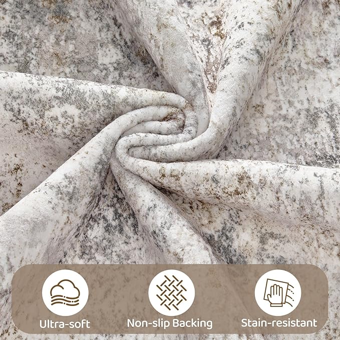 UERMEI Square Area Rugs : Washable 10x10 Neutral Modern Abstract Carpet - Image 8