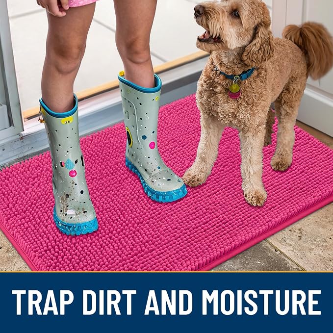 Smiry Dog Door Mat for Muddy Paws 59x35, Absorbent Dirt Trapper, Non-Slip - Image 3