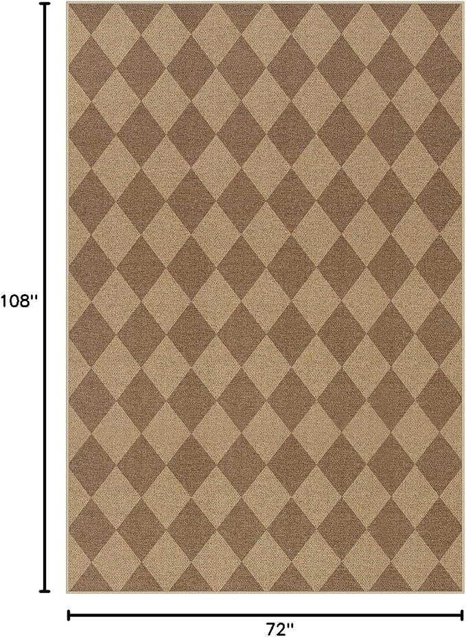 Lahome Colette Checkered Easy Jute 6x9 Rug, Large Rugs - Image 2