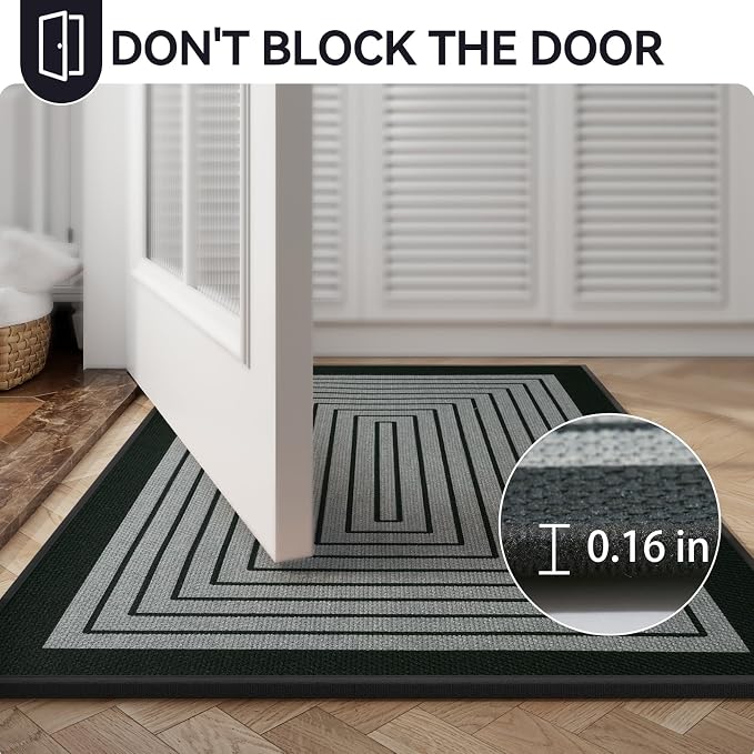 Front Door Mat 17''x30'', Absorbent Dirt Resist Washable Non Slip Low-Profile - Image 7