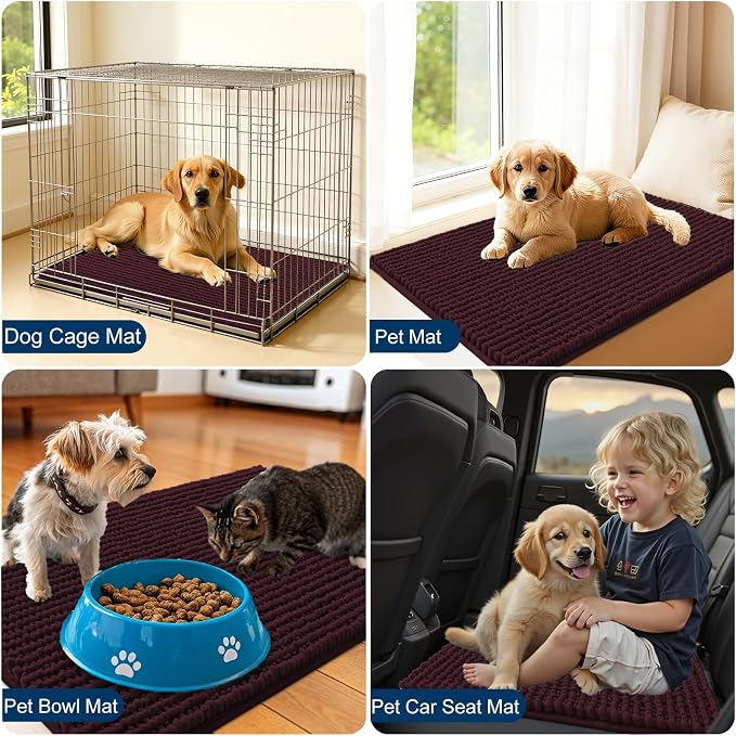OLANLY Dog Door Mat for Muddy Paws 36x24, Ultra Absorbent Chenille Mud Doormat - Image 7