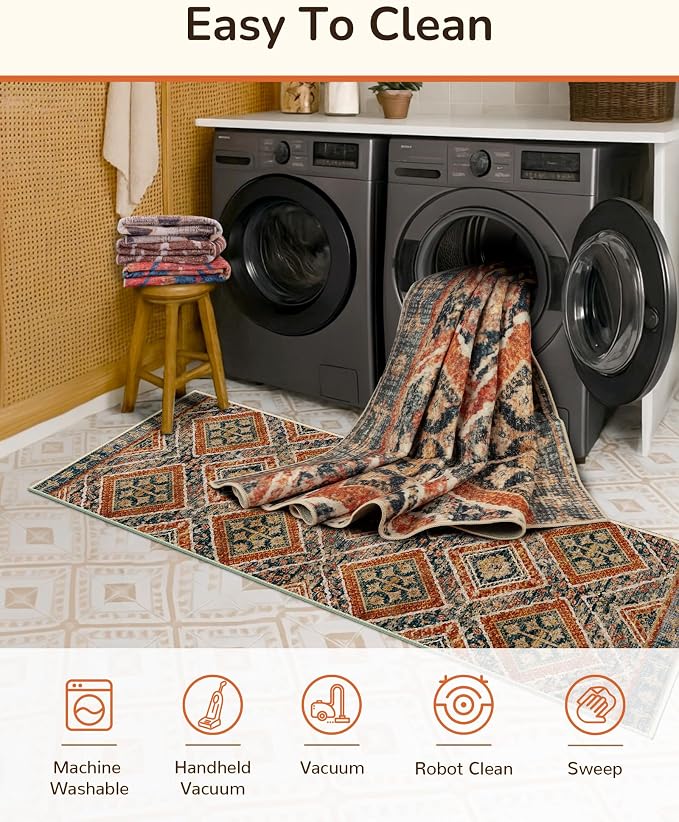 BESTSWEETIE Area Rug 9x12 Rug Machine Washable Non-Slip Low Pile Print Pattern - Image 3
