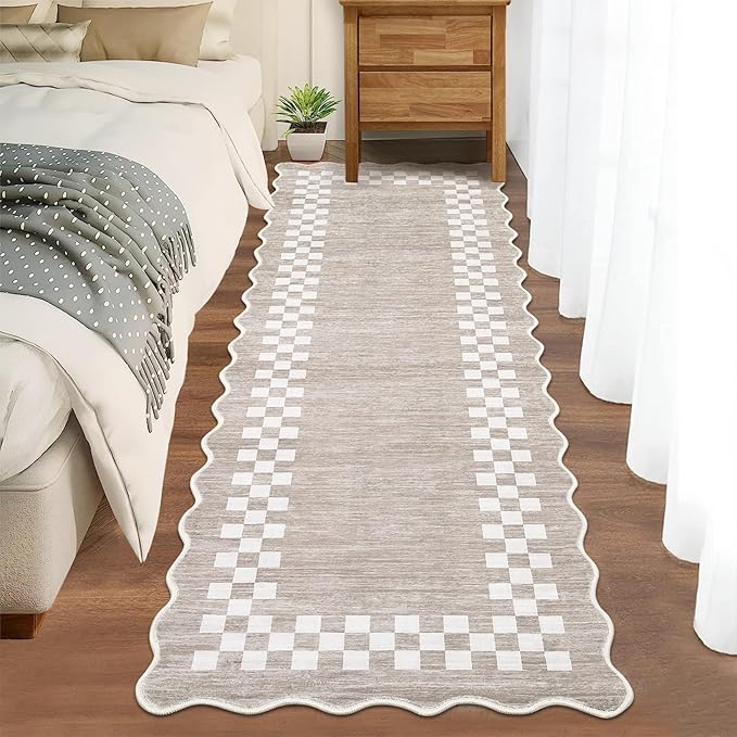 Washable Runner Rug 2x10 Modern Bordered Hallway Runner Rug Non Slip Kitchen - Image 2
