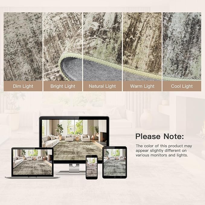 Lofus 5x7 Area Rug for Living Room, Neutral Modern Washable Carpet for Bedroom - Image 7