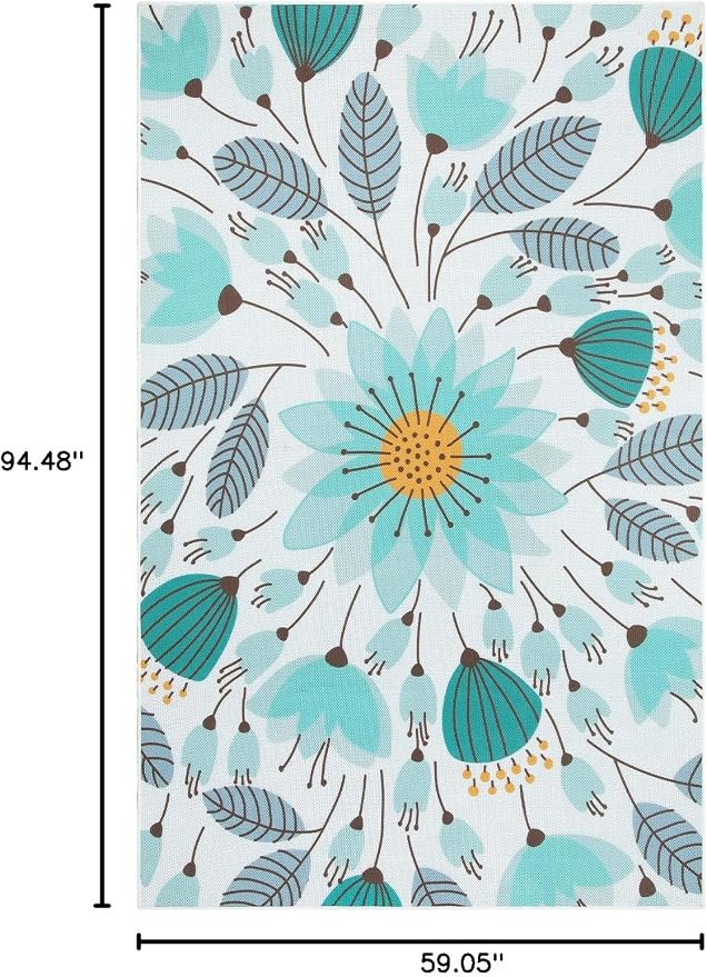 Lahome Floral Indoor Outdoor Rug, 5x8ft Non Slip Outdoor Patio Rug - Image 2