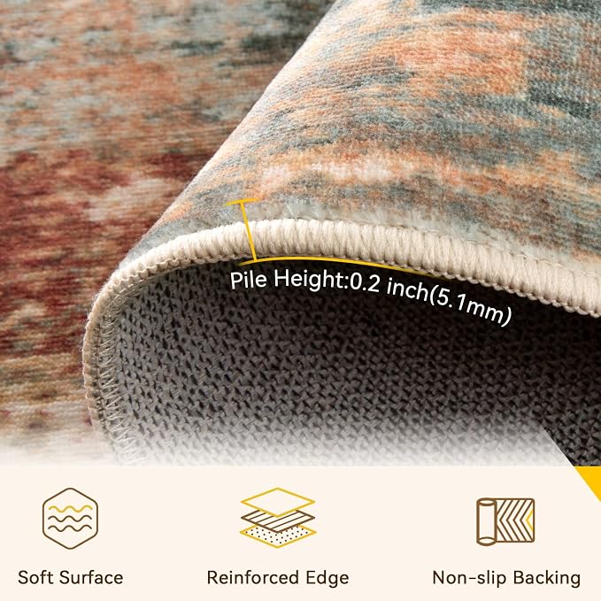 RELEANY Washable Area Rugs Square 10ft Non-Slip Modern Abstract Soft - Image 2