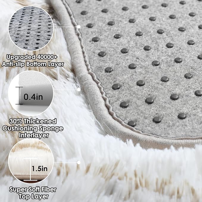 ONASAR Area Rugs for Bedroom Living Room, Fluffy 4x6 White and Beige Throw Rug - Image 4