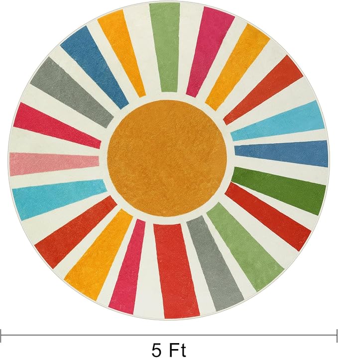 STARUIA Boho Washable Rug 5 Ft Round Area Rug - Image 2