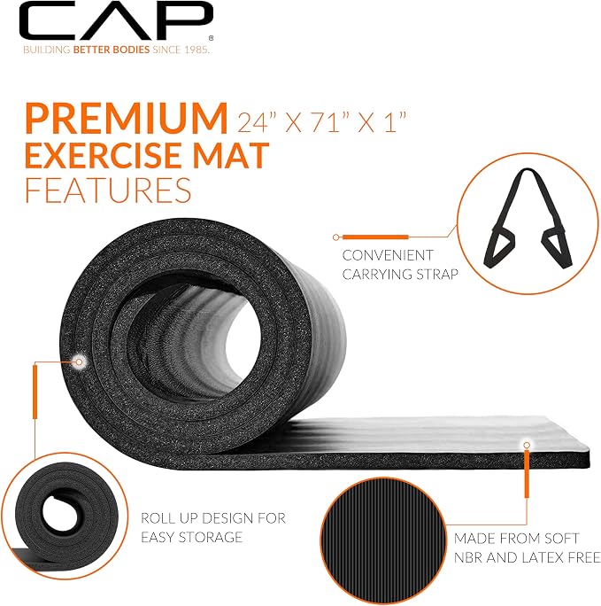 CAP Barbell 1-Inch High Density Exercise Yoga Mat - Image 3