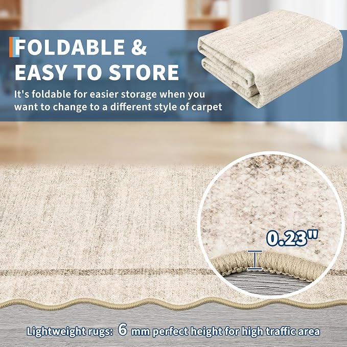 GarveeHome Scalloped Washable Runner Rug 2x10 Non Slip Kitchen Rugs Modern Blue - Image 7