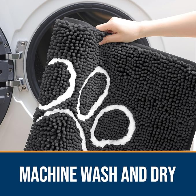OLANLY Dog Door Mat for Muddy Paws 59x35, Paw Print Design, Absorbs Moisture - Image 5