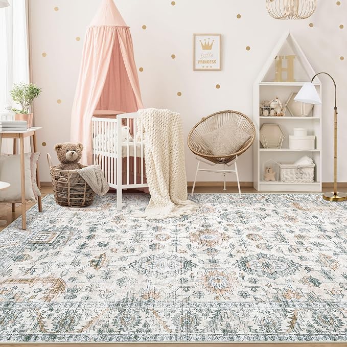 XLUEZ Area Rug 6x9 Living Room Rug, Machine Washable Vintage Distressed Boho - Image 3