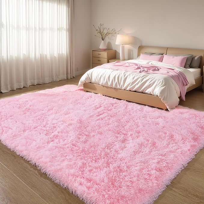Pink Fluffy 9x12 Large Area Rugs - Image 7