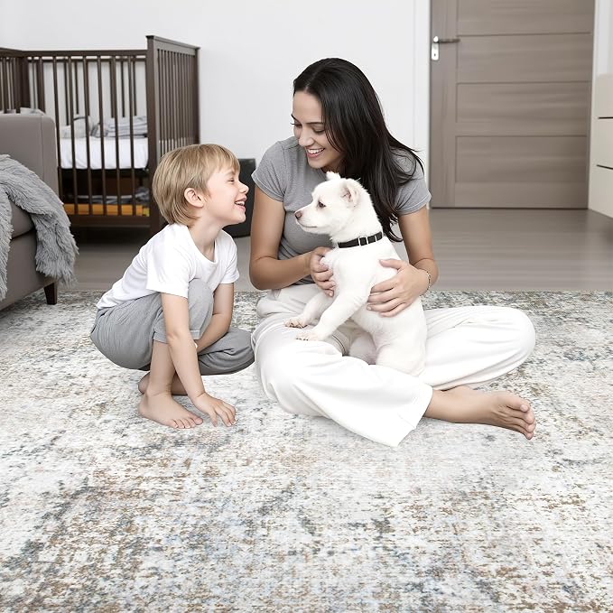 10x12 Area Rug Living Room Rug: Washable Modern Abstract Soft Thin Rug Indoor - Image 7