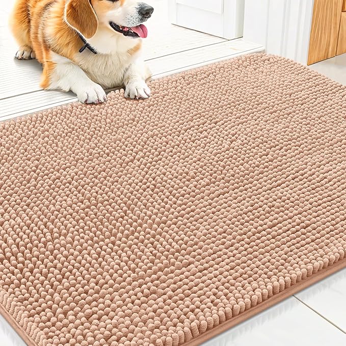 Smiry Dog Door Mat for Muddy Paws 30x20, Absorbent Dirt Trapper, Non-Slip by Smiry