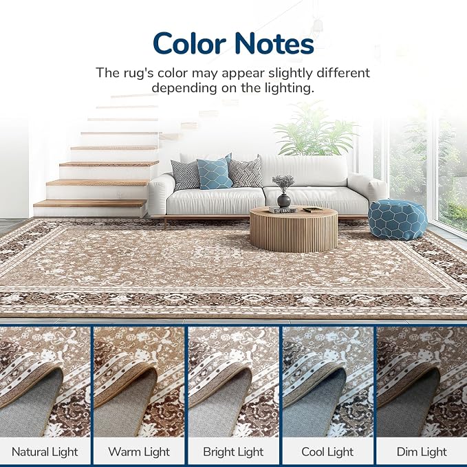 Lessymo 5x7 Area Rugs 5x7, Machine Washable Area Rugs, Super Soft Faux-Wool - Image 9