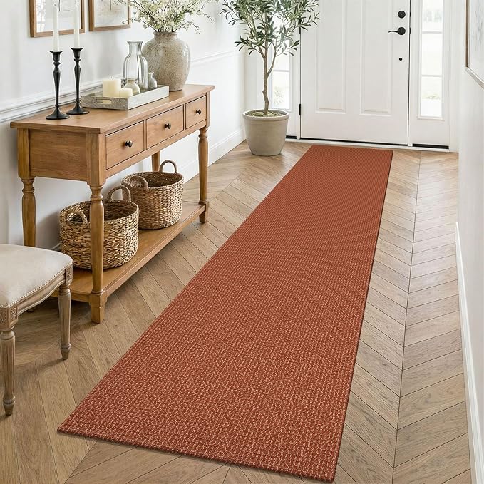 KOZYFLY Orange Runners for Hallway 2x8, Washable Runner Rug, Woven Non Slip by KOZYFLY