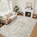 5x7 Area Rugs for Living Room:Beige Washable Vintage Medallion Carpet Non-Slip by Unknown
