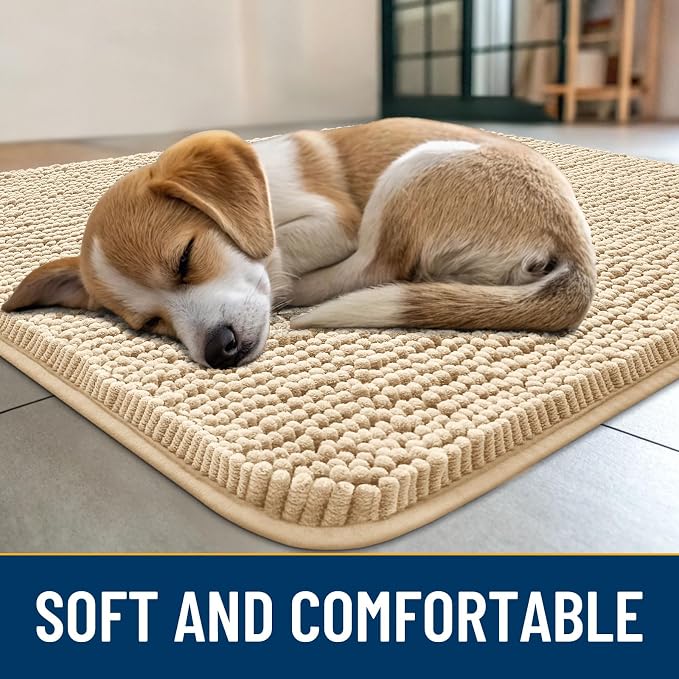 Smiry Dog Door Mat for Muddy Paws 44x32, Absorbent Dirt Trapper, Non-Slip - Image 2