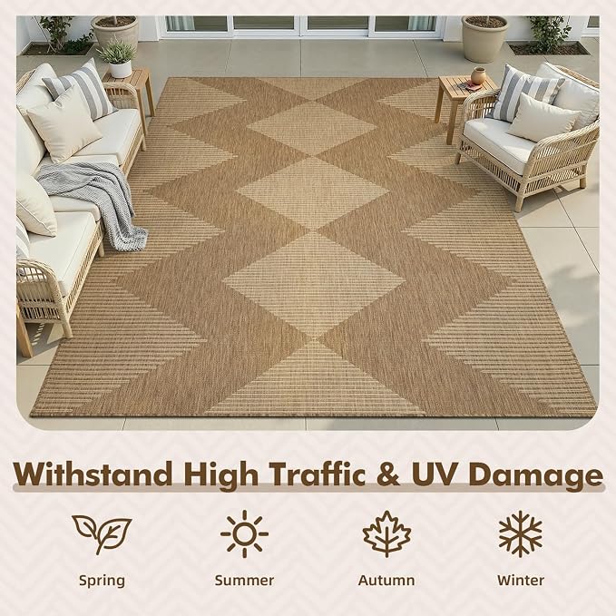 MontVoo-Outdoor Rug Carpet Patio Rug 8x10 Polypropylene Indoor Outdoor Rugs - Image 4