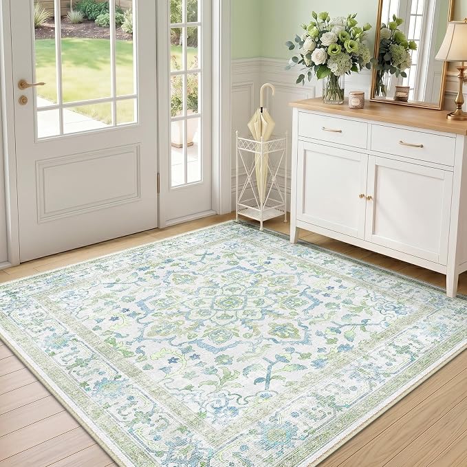 CAPALOCA Machine Washable Rugs Nursery Rug Sq5ft Cute Girl Non Slip Low Pile - Image 2