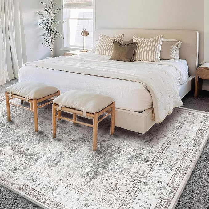 CHAMPLANT Washable Area Rug 10'x14' Boho Design Non-Shedding Easy Care Ideal - Image 2