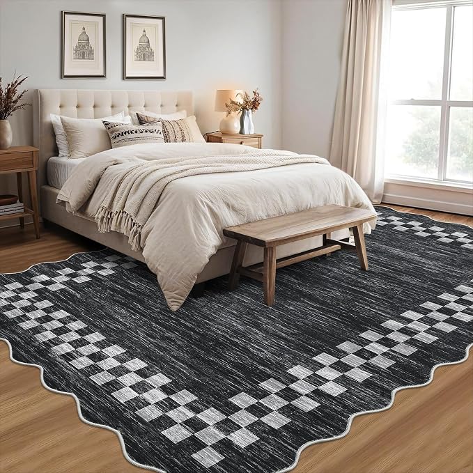 GarveeHome 8x10 Area Rug for Living Room Scalloped Washable Large Bedroom Rug - Image 2
