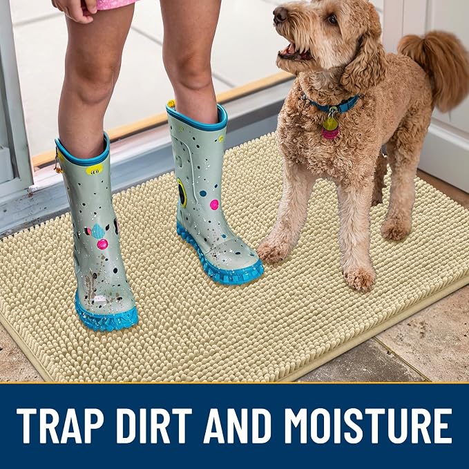 Smiry Dog Door Mat for Muddy Paws 24x16, Absorbent Dirt Trapper, Non-Slip - Image 3