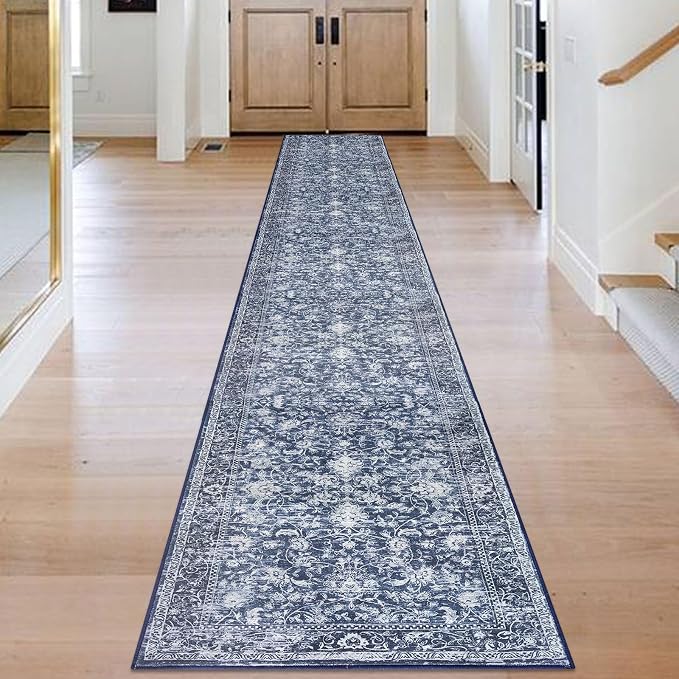 KILOCOCO Hallway Runner 2.6x18 Rug Runner Printed Vintage Floral Washable - Image 3